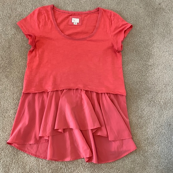 Anthropologie 9-H15 STCL Pink Peplum Top - Picture 1 of 3